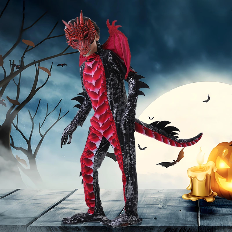 Halloween Parade -lasten lohikäärmeasu, jossa irrotettavat siivet